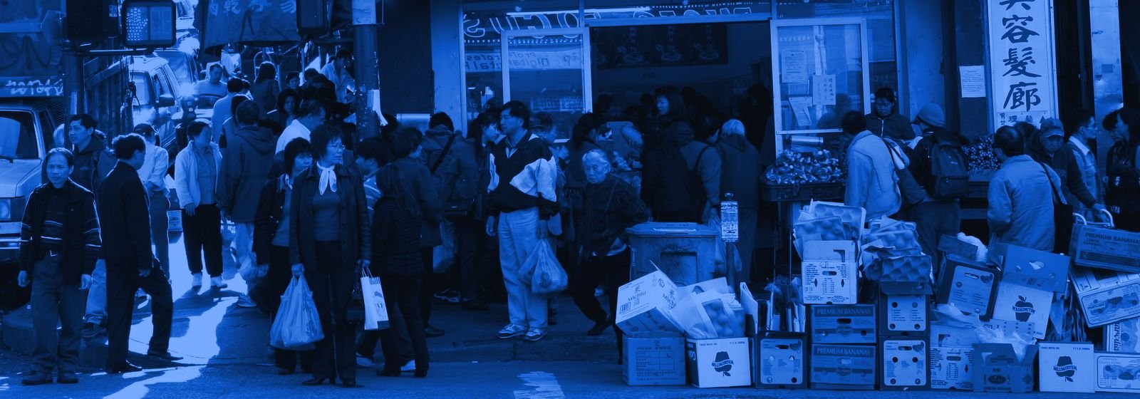 Personas, en tonos azules
