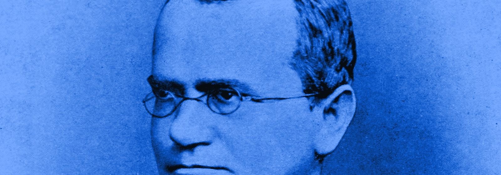 Retrato de Gregor Mendel, en tonos azules