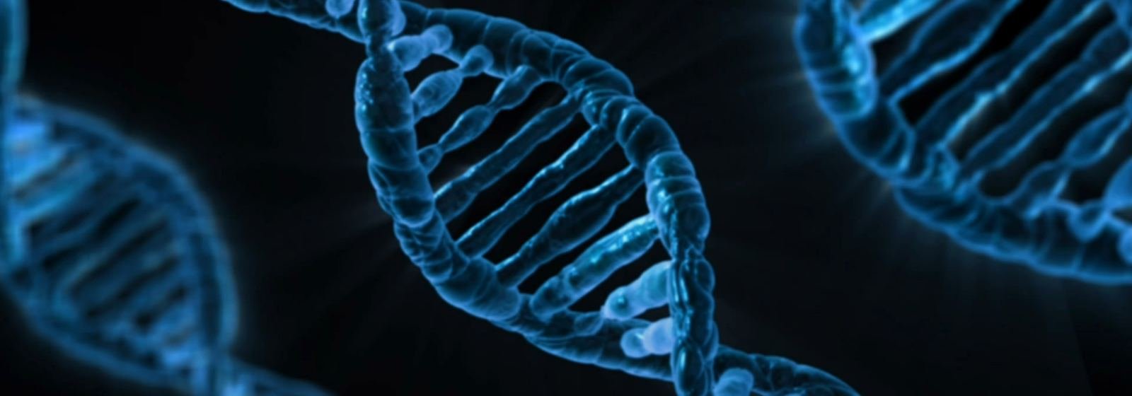 Modelo de la doble hélice de ADN en azul